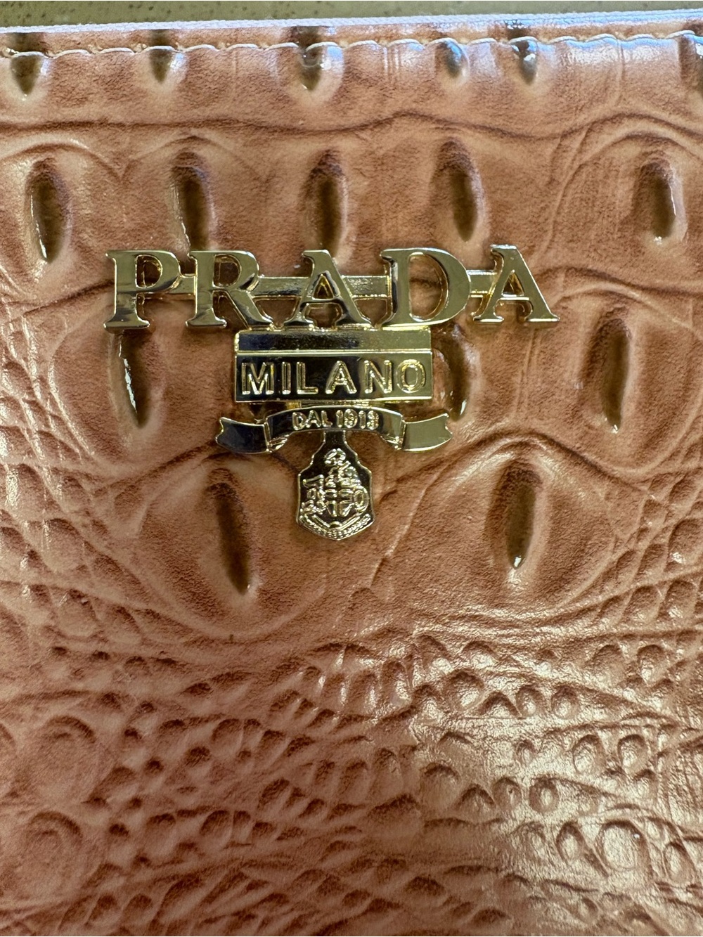 Pink Ostrich-Embossed Long Zippered Wallet